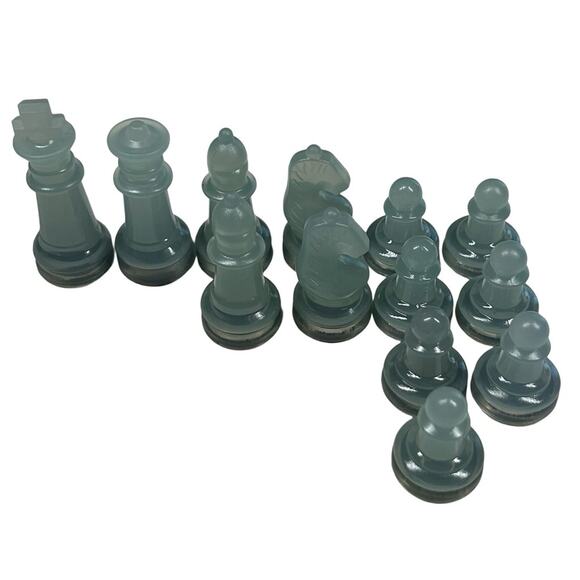Single Lot of 13 Matching Green Acrylic Chess Pieces Board Games Crafts Decor - Picture 3 of 3